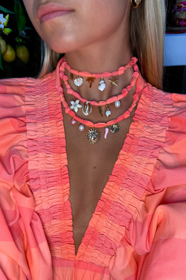 GINGHAM NEON CORAL / OCEAN JEWELRY
