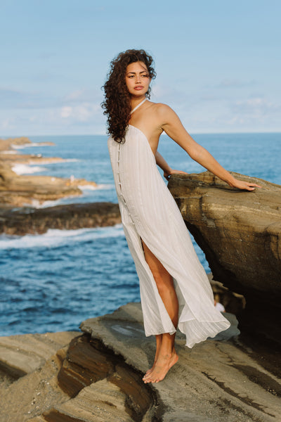 white beach dress BEA LONG PALMA Asymmetrical dress with embroidered Free Shipping Size:10Y
