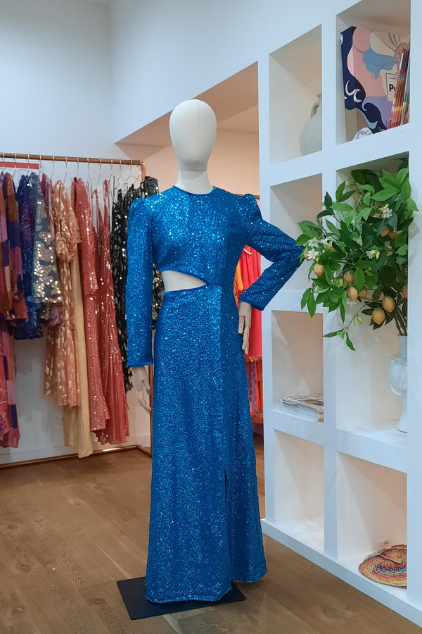 JODIE LONG DRESS BLUE SEQUINS