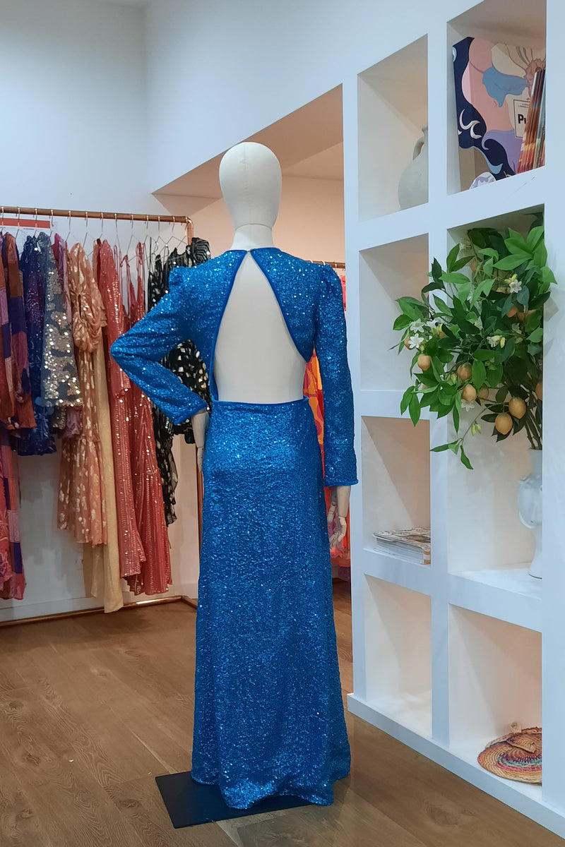 JODIE LONG DRESS BLUE SEQUINS