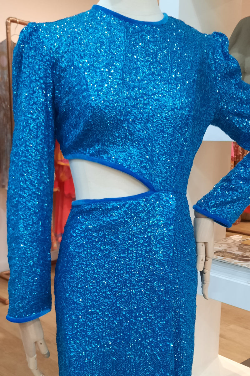 JODIE LONG DRESS BLUE SEQUINS