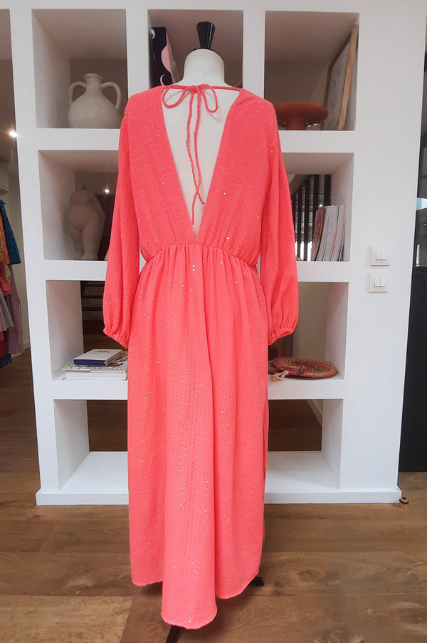 CHICAGO LONG DRESS ST BARTH NEON CORAL XS/S