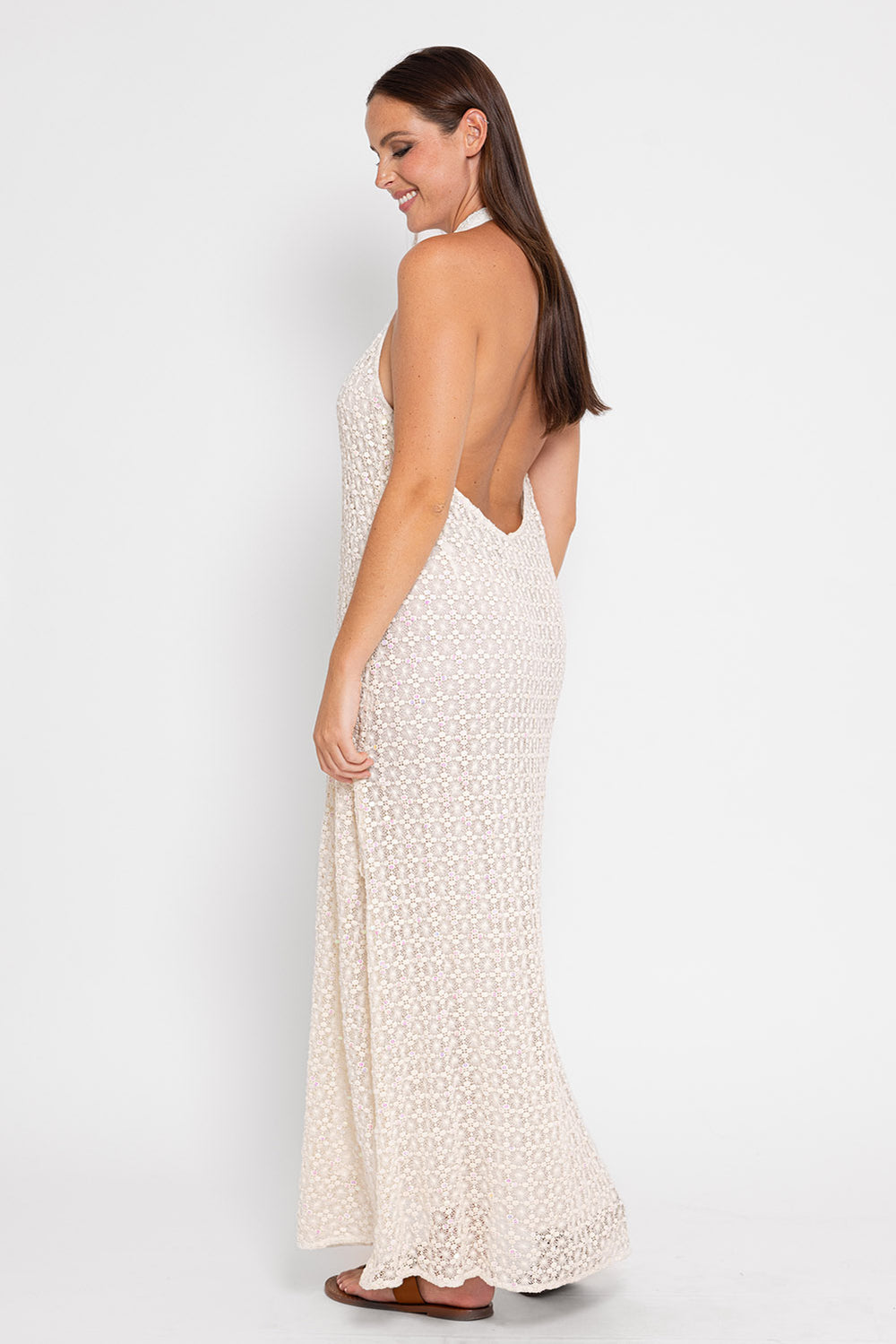 chloe crochet maxi dress Chlo studded crochet-knit maxi dress in Black