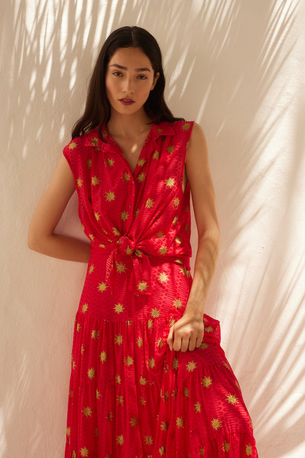 sachin and babi light blue dress Aurena Navy Polka Dot Cotton Midi Sundress – Finery London main image 1