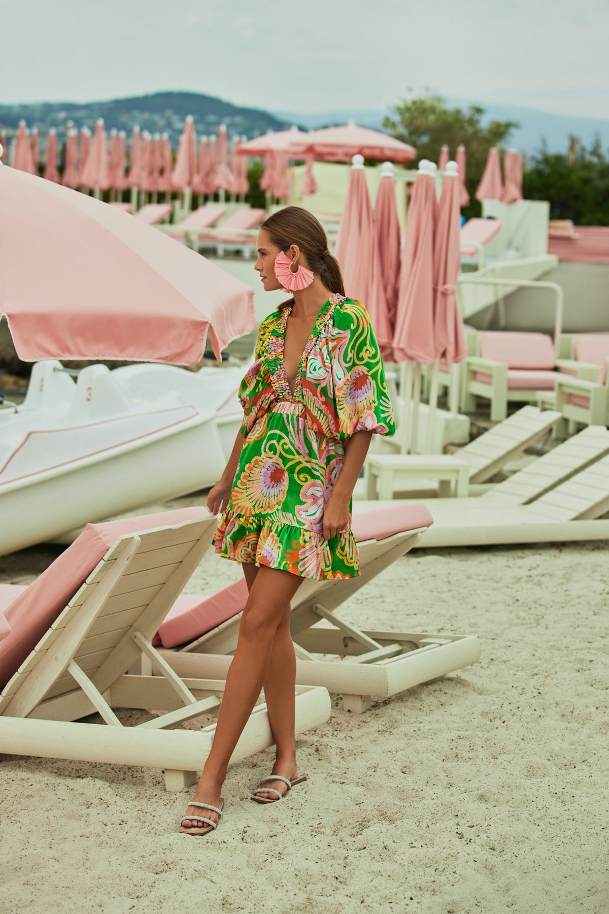 agata marine short dress Agata Angle Sleeves Mini Dress