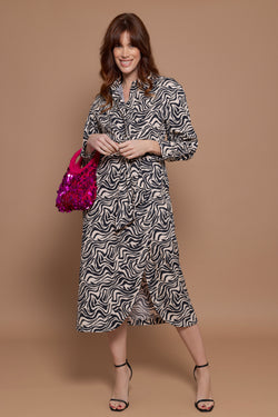 LILIANA LONG DRESS SAVANNAH BLACK & BEIGE