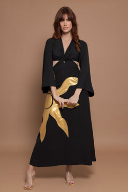 LUZ LONG DRESS BLACK AND GOLD SUN