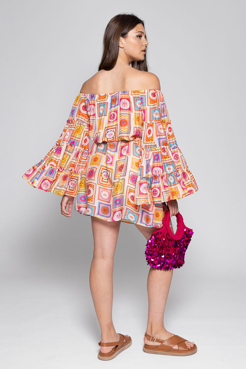 ADINA SHORT DRESS IBIZA PRINT