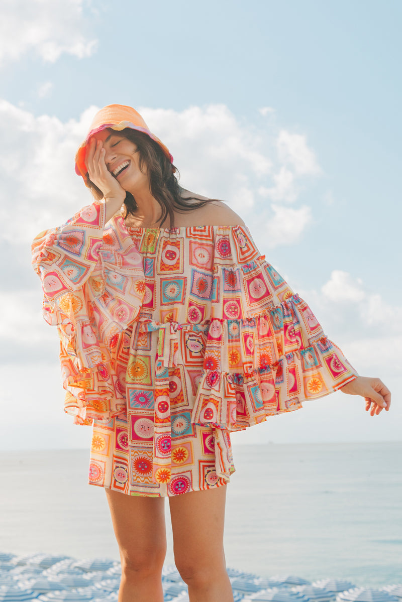 ADINA SHORT DRESS IBIZA PRINT