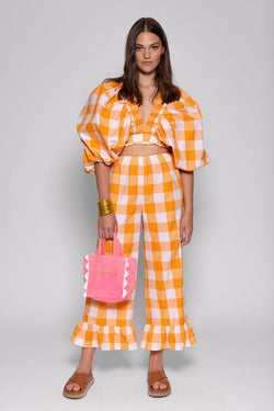 ALICIA TOP GINGHAM ORANGE