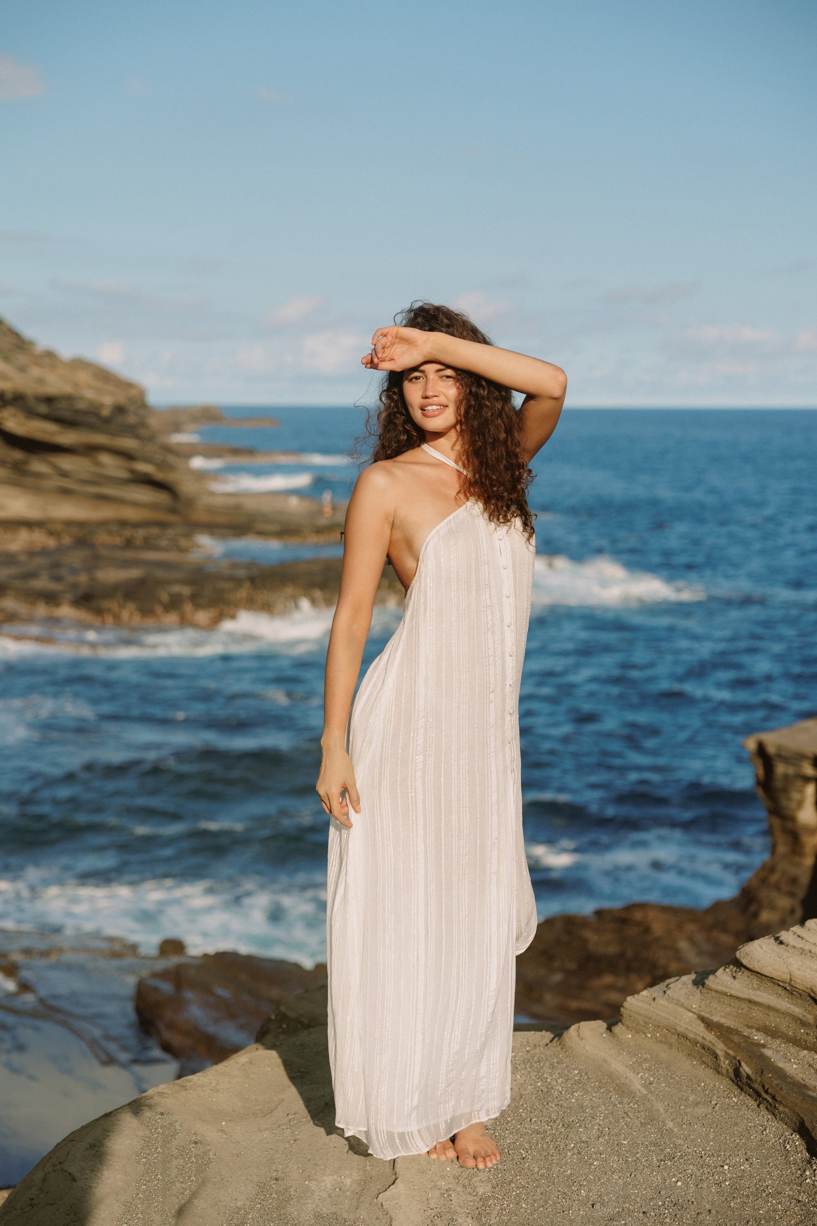 BEA LONG DRESS PALMA WHITE  Sundress.fr