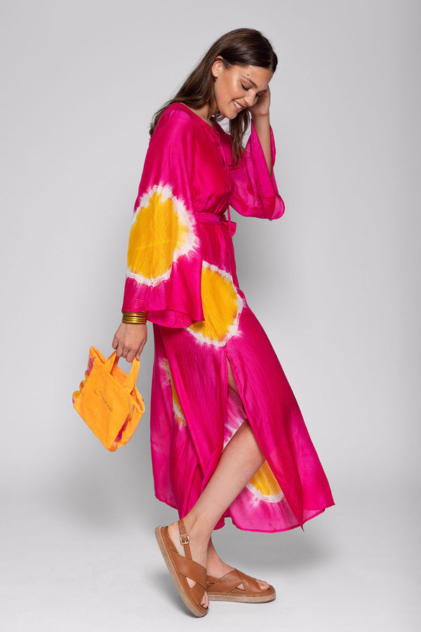 DENISE JUMPSUIT TIE & DYE FUCHSIA AND YELLOW