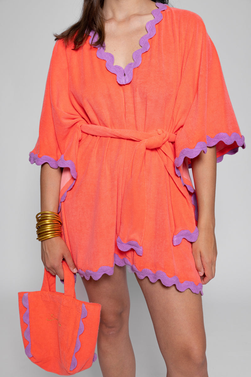 ILANA COVER UP TERRY NEON CORAL