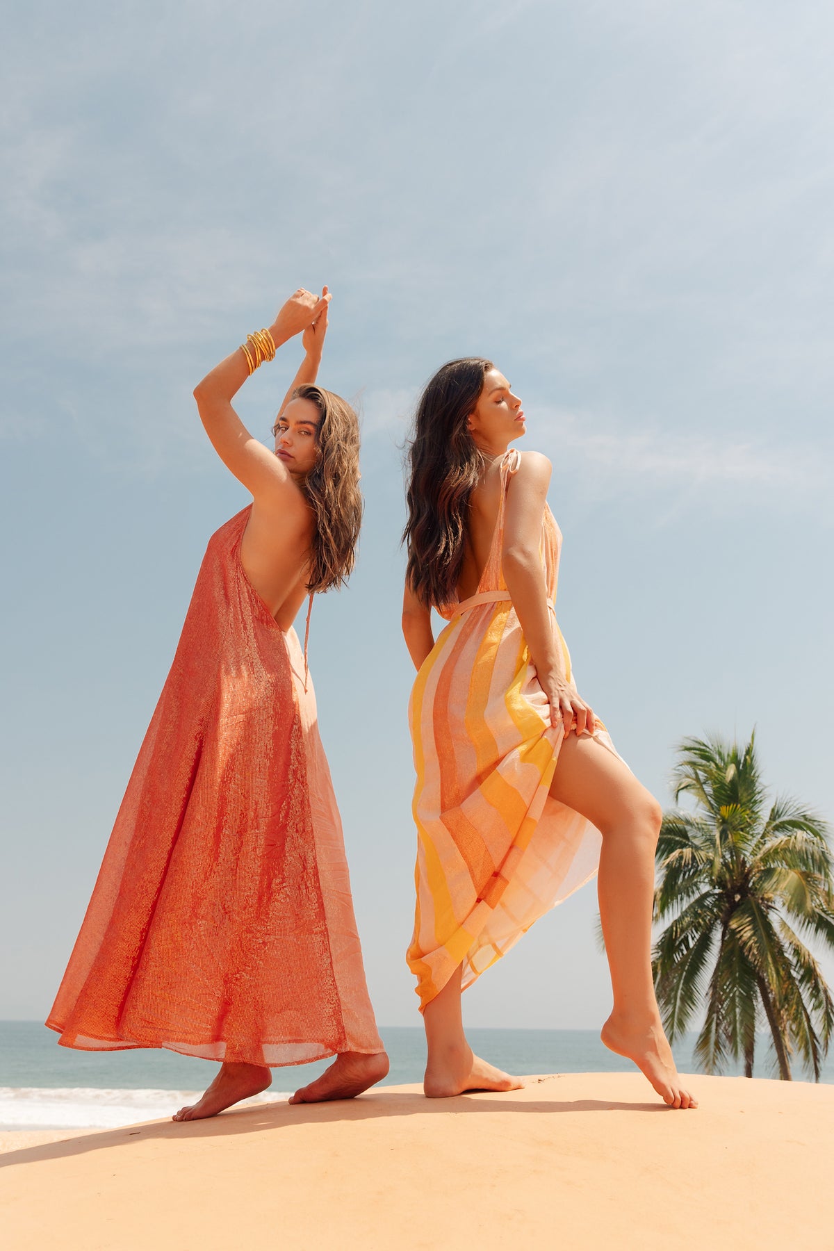 NATASHA LONG DRESS MARBELLA BICOLOR TAN & TERRACOTTA – Sundress.fr