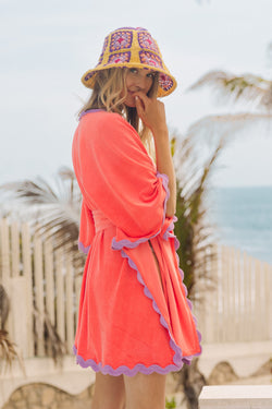 ILANA COVER UP TERRY NEON CORAL
